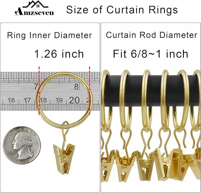 40 Pack Curtain Rings with Clips, Drapery Clips with Rings, Drapes Rings 1.26 - Image 3