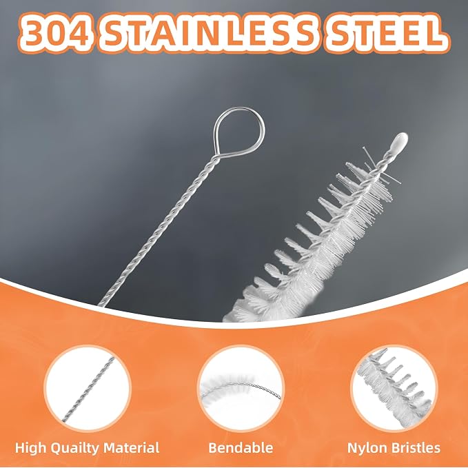 Cleaning Brushes for Reusable Drinking Straws, Long Wire Handle, Bottle and - Image 4