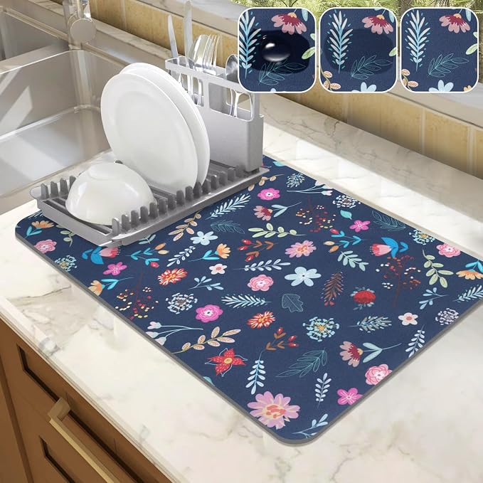 LOKHOM Dish Drying Mat for Kitchen Counter, Coffee Pot, Dining Room Decoration by LOKHOM