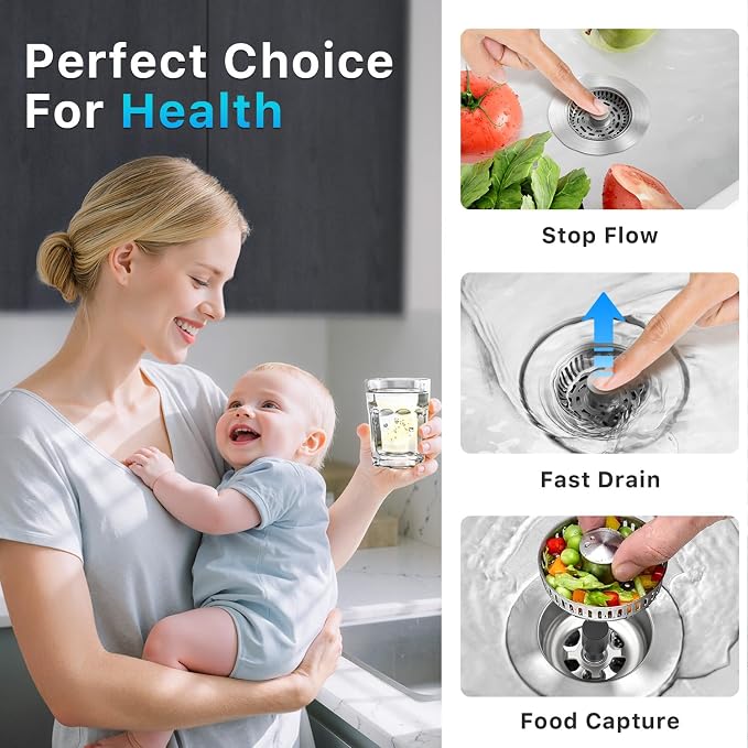 1S-Install Upgraded Kitchen Sink Strainer & Stopper – Pop-Up Fast Drain - Image 5