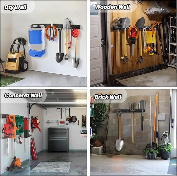 Garage Garden Tool Organizer Wall Mount, Heavy Duty Garage Tool Storage Rack 64 - Image 4