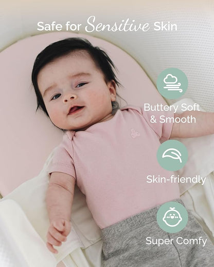 Bassinet Fitted Sheets for 4moms Mamaroo Sleep Bassinet - Fits 18 x 30 Inch Oval Bassinet Mattress - Buttery Soft, Premium Stretchy Jersey Knit Sheets - Sky + Sage + Cloud, 3 Pack