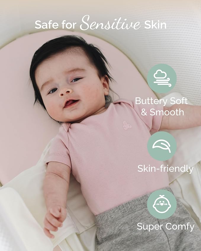 Bassinet Fitted Sheets Compatible with Halo Bassinest Swivel Sleeper Mattress - Buttery Soft, Silky Comfort, Premium Stretchy Jersey Knit Bassinet Sheets - Pale Pink + Lavendar + Cloud, 3 Pack
