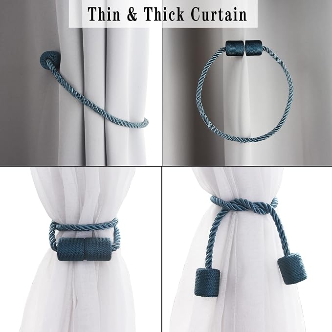 4 Pack Blue Strong Magnetic Curtain Tiebacks Outdoor Elegant Decorative Tie - Image 5