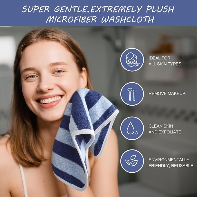 SINLAND Microfiber Facial Cloths Fast Drying Washcloth 12inch x 12inch - Image 4