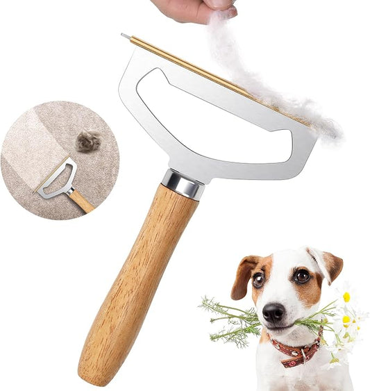 Metal Carpet Brush Pet Hair Remover, 1 Buck Thick Rack Wood Handle Portable by Unknown