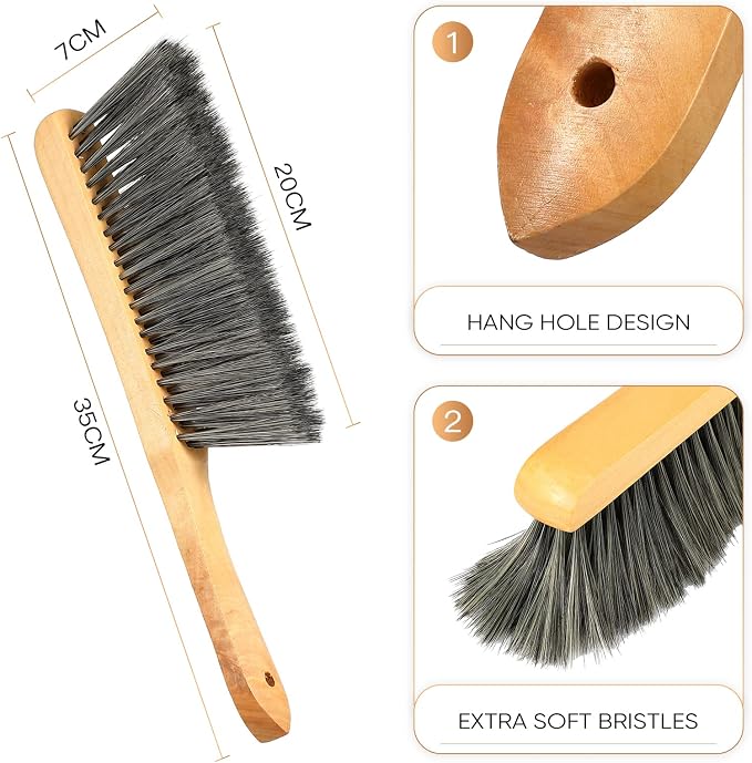 Patelai 2 Pieces Wooden Bench Brushes Fireplace Brush Natural Fiber Bench Soft - Image 2