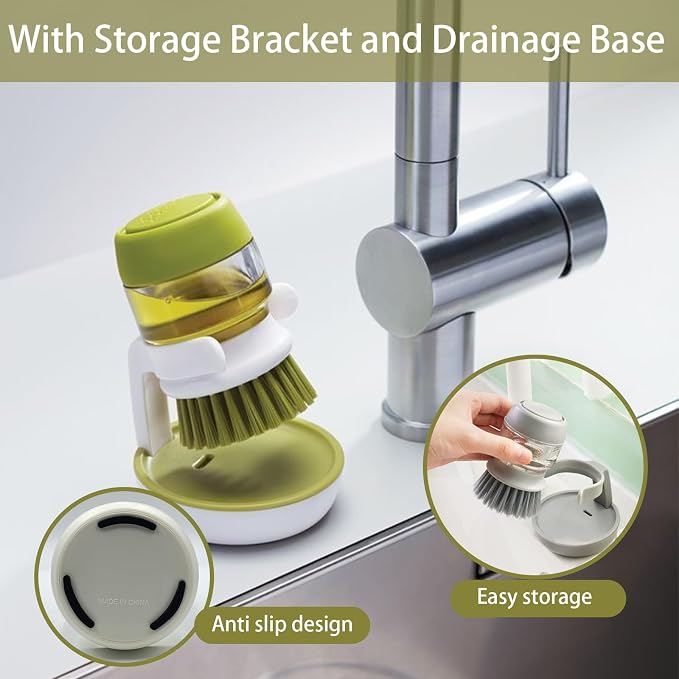 Soap Dispenser Dish Brush Palm Brush Scrub Brush Equipped - Image 5