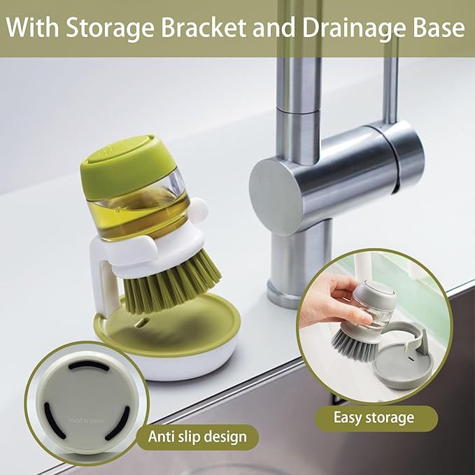 Soap Dispenser with Dish Brush and Storage Bracket - Image 5