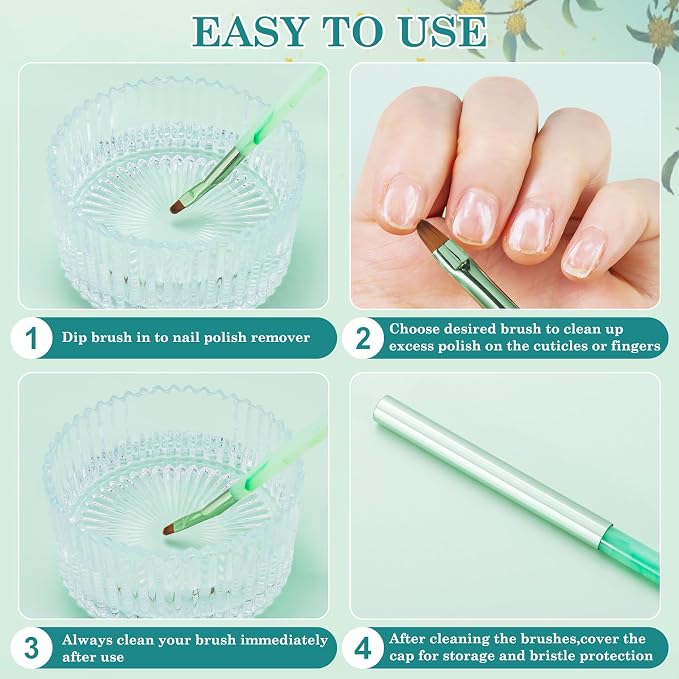 Green Nail Art Clean Up Brushes - Image 7