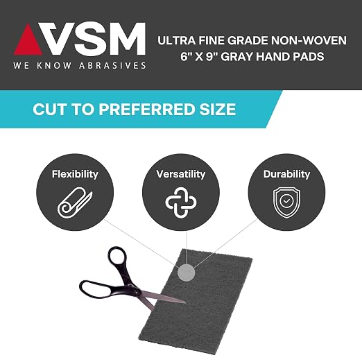 VSM 10-Pack: 6" x 9", Non-Woven Hand Pad, Silicon Carbide Grains, Rust and - Image 6