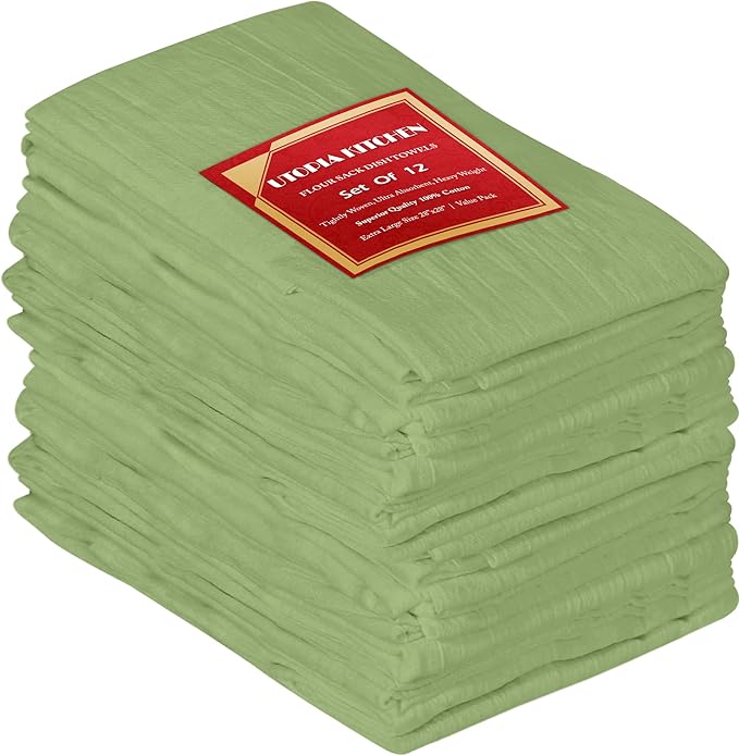 Utopia Kitchen Sage Green Flour Sack Towels 100% Cotton Tea Towels by UTOPIAKITCHEN
