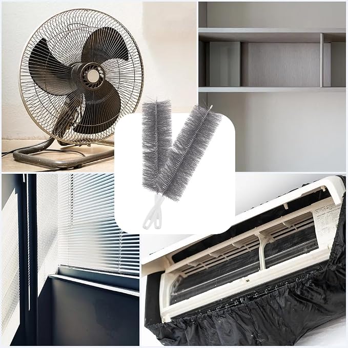 CREATCABIN 2Pcs Fan Cleaning Brush Flexible Fan Dusting Brush Gray Nylon - Image 4