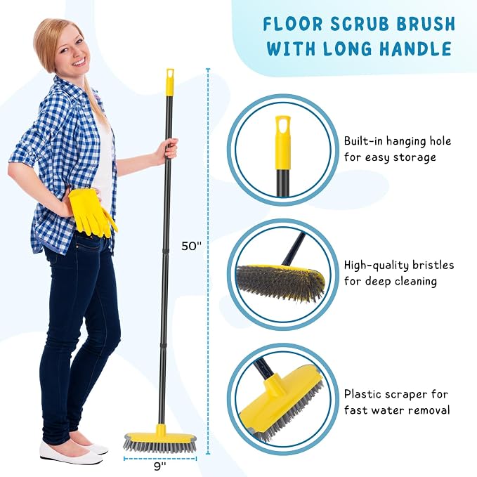 Deck Brush with Long Handle, Scrub Brush - Image 2