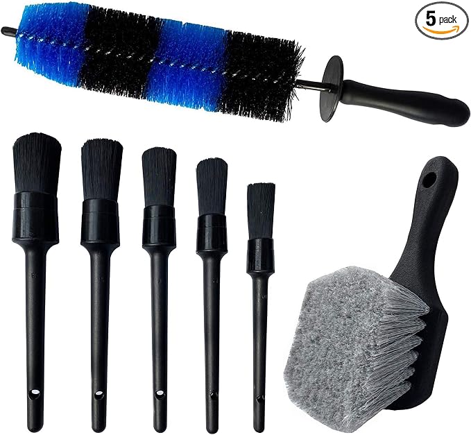 7Pcs Wheel & Tire Brush, Car Detailing Kit, 17inch Long Soft Wheel Brush by LUCKLYJONE