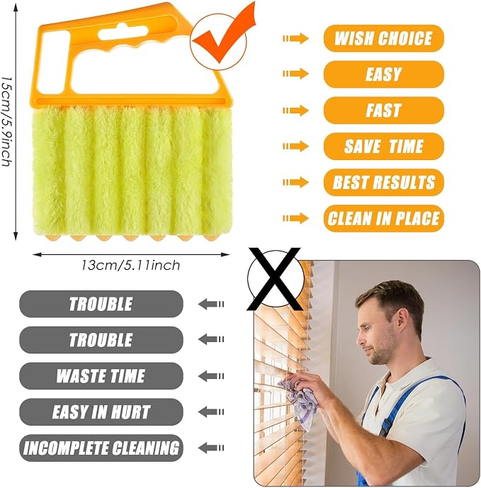 Geiserailie 2 Pcs Window Venetian Blind Cleaner Duster Tool Washable 7 Fingers - Image 2