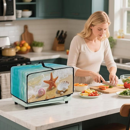 Air Fryer Toaster Oven Dust Cover Countertop Microwave Dust Cover Protector, Compatible with Convection Oven, S, 14.5 x 18.5 x 9 Inches, Beach Starfish Sea Shell