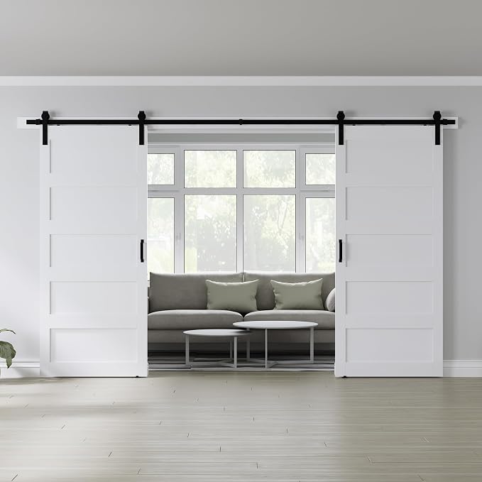 Double 40" x 84" White Barn Door by COSHOMER
