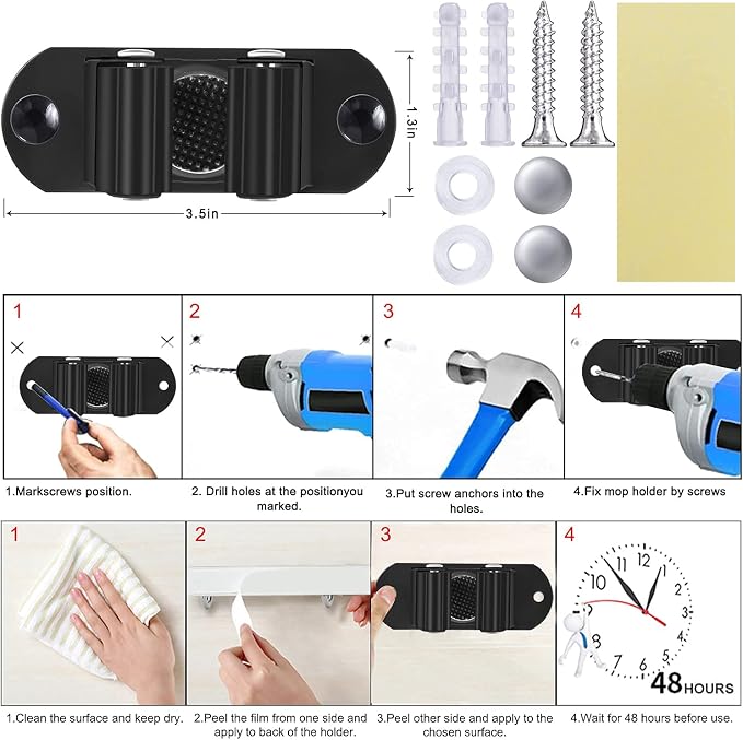 Mop and Broom Holder Wall Mount Heavy Duty Stainless Steel Wall Mounted Broom - Image 7