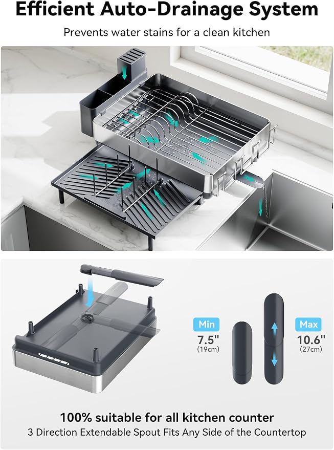 SUNLY Large Dish Drying Rack, Expandable Dish Racks - Image 5