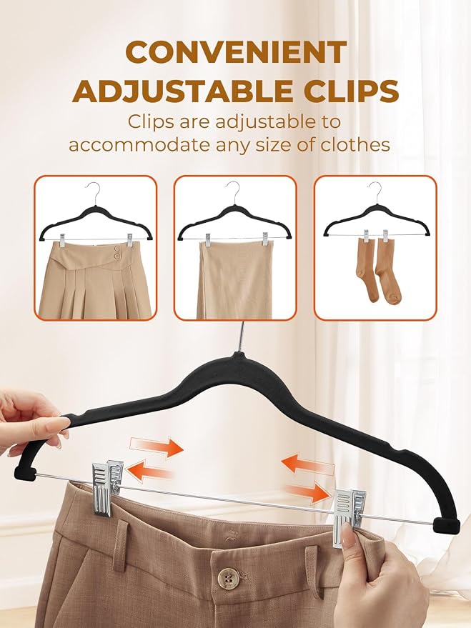 HOUSE DAY Velvet Skirt Hangers 12 Pack, Space Saving Slim Shorts Hanger - Image 5