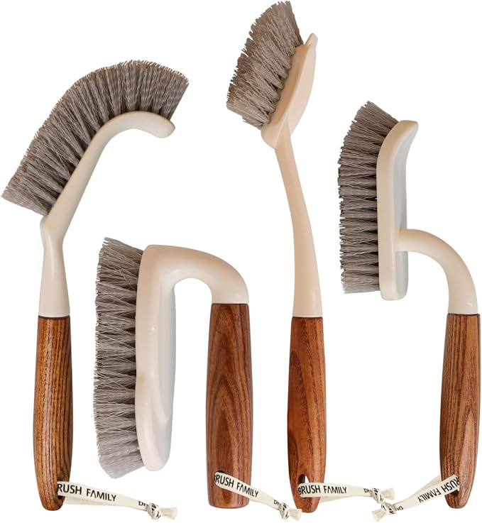 4-Pack Heavy Duty Scrub Brushes Set by BRUSHFAMILY