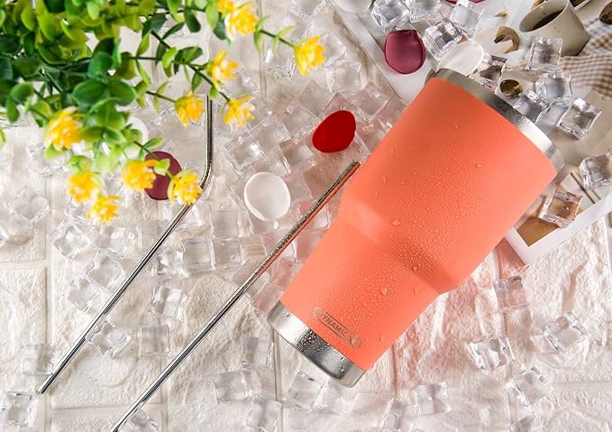 D·S 30oz Orange Tumbler Stainless Steel Insulated Travel Mug - Image 2