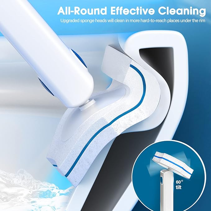 Disposable Toilet Brush with 48 PCS Refills, Disposables Toilets Cleaning - Image 4