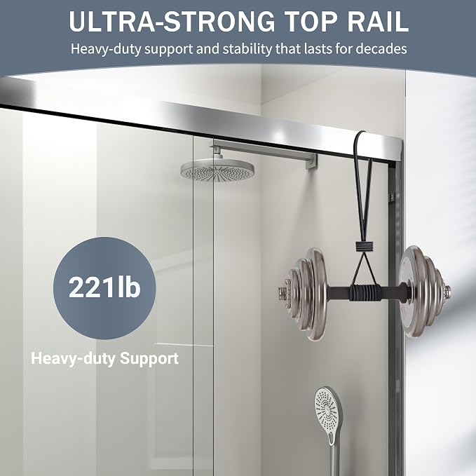 44-48 in. W x 72 in. H Double Sliding Shower Door, Semi-Frameless Bypass - Image 6
