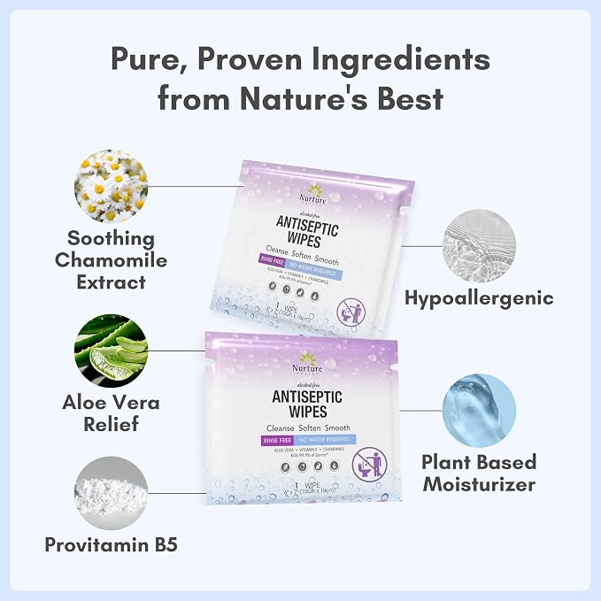 XL Individually Wrapped Nurture Antibacterial Body & Hand Wipes | Alcohol-Free - Image 9