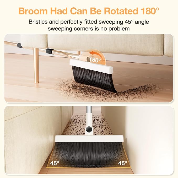 Broom with Dustpan Combo Set, UOEOS One-Sweep Clean, Pet Hair Removal Broom - Image 4