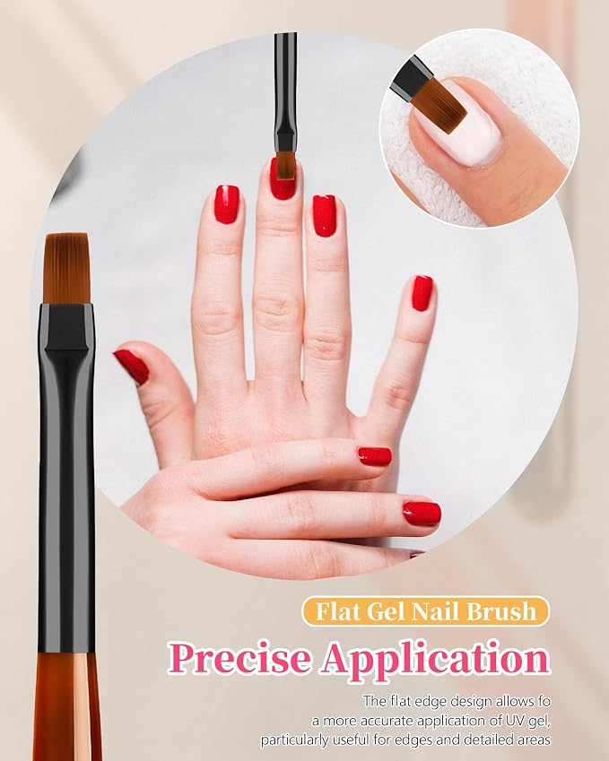 3PCS Nail Art Clean Up Brushes, Round/Angled/flat Acetone Resistant Gel Nail - Image 5