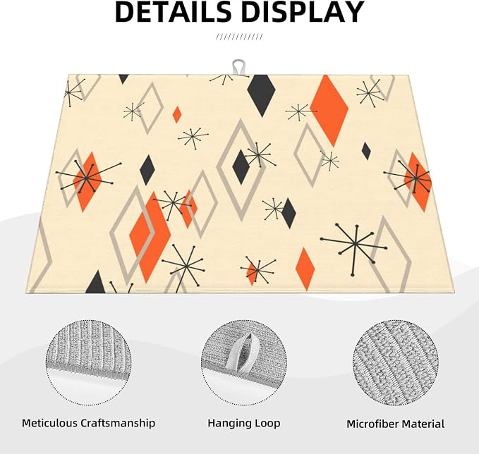 Retro Geometric Pattern Dish Drying Mat - Image 4