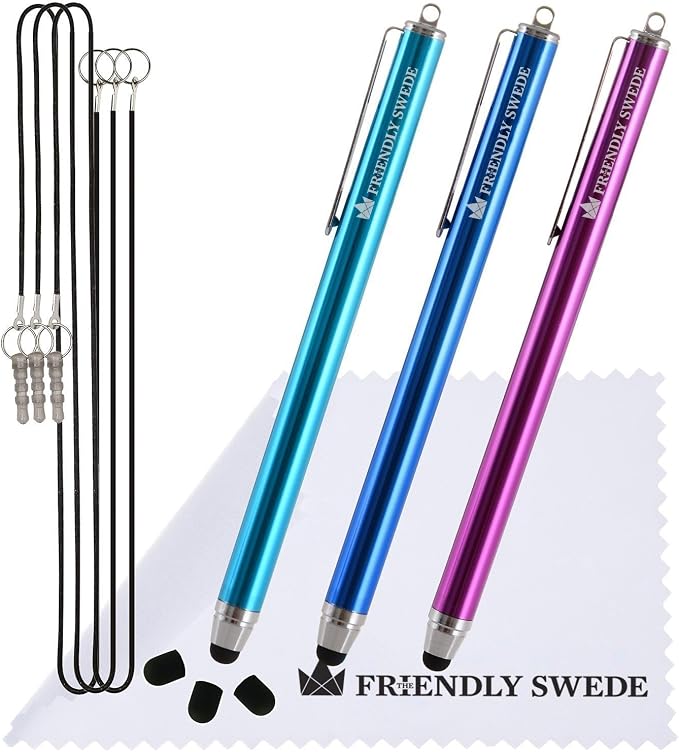 The Friendly Swede Stylus Pen for Touchscreen — 3-Pack 5.5" High Precision by TheFriendlySwede