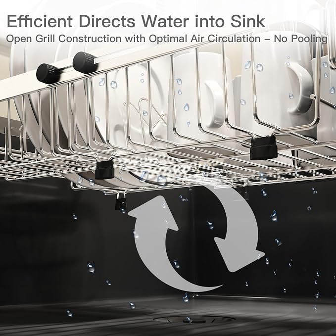 Small Expandable Over The Sink Dish Drainer Drying Rack in Stainless Steel Metal - Image 6