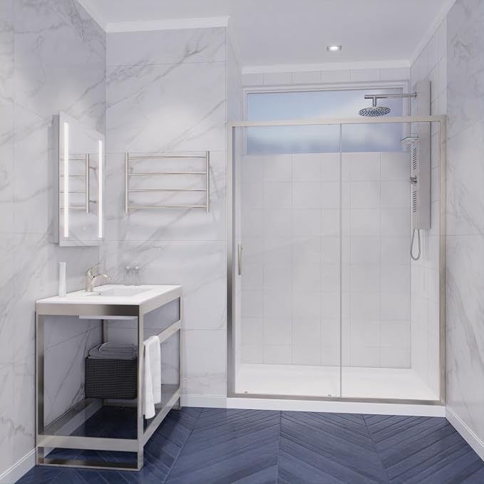 ANZZI 72 x 48 inch Framed Shower Door in Brushed Nickel | Halberd Water - Image 2