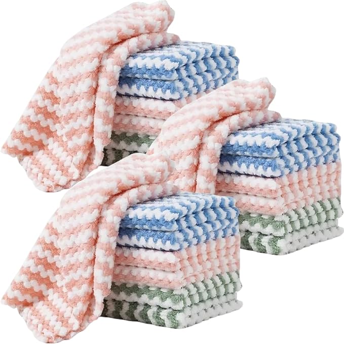 21 Pack Kitchen Towels Dish Towels Microfiber Cleaning Cloths – Ultra-Soft by MISSJOJIAY