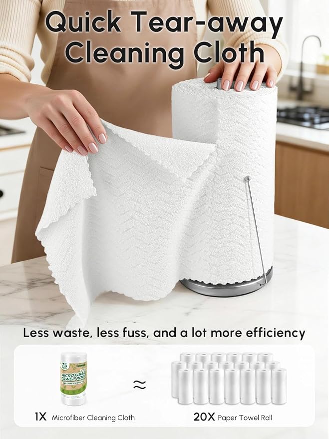 Microfiber Cleaning Cloths Roll, 75 Pack Tear Away Microfiber Towels Roll - Image 2