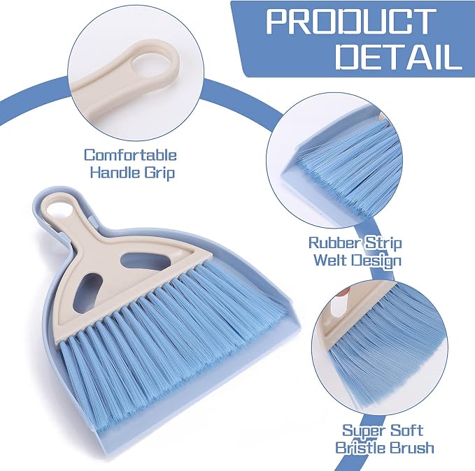 cobee Small Broom and Dustpan Cleaning Set, Mini Whisk Dustpan and Brush - Image 4