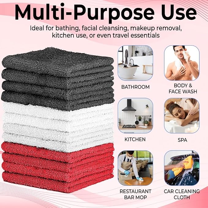 100% Cotton Washcloth Set – Soft, Absorbent Face Towels - Image 7