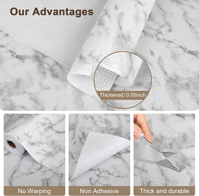 OcePor Non-Adhesive Drawer and Shelf Liner 17.5IN x 20FT，Non Slip Cabinet and - Image 4
