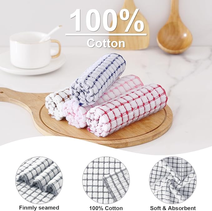 Kitinjoy Cotton 8 Pack Terry Kitchen Towels, 16 x 25 Inches Super Soft and - Image 2
