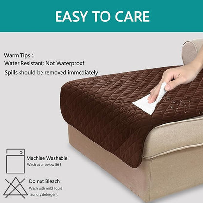 U-NICE HOME Sectional Couch Cover for Dogs Chaise Lounge Reversible Sofa Cover Furniture Protector Cover for Pets with Elastic Adjustable Strap (Chaise Lounge, Brown/Brown)