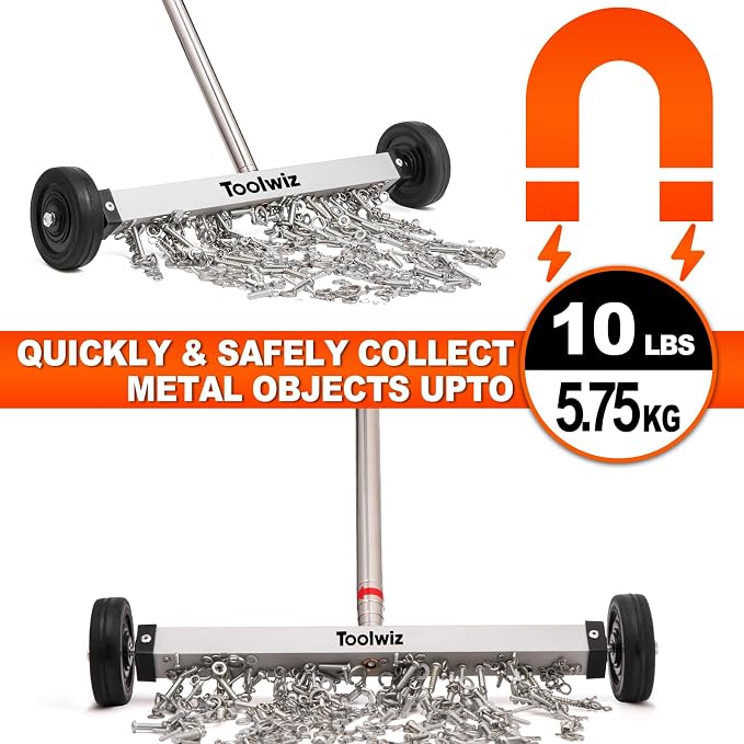 Toolwiz Magnetic Pick Up Sweeper 15-inch Heavy Duty Magnet Pickup Lawn Sweeper - Image 3