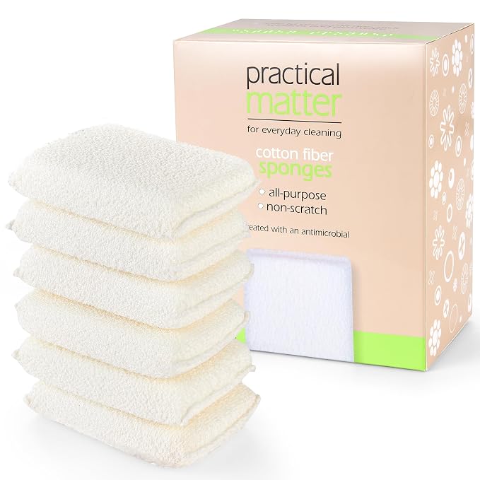 Practical Matter Kitchen Sponge, Organic Cotton Fiber All-Purpose Dish Sponges by Cleanlogic
