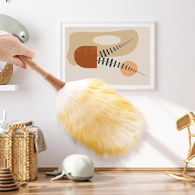 2-Pack Feather Duster Bundle: Ostrich Feather Duster & Lambswool Duster - Image 9