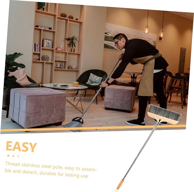 Wood Bristle Broom Heavy Duty Household Sweeper Long Handle Soft Bristle - Image 2