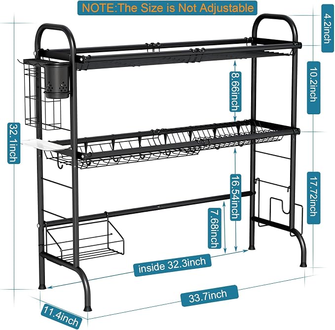 HOWDIA Over The Sink Dish Drying Rack, 3-Tier Stainless Steel Large Over The - Image 6