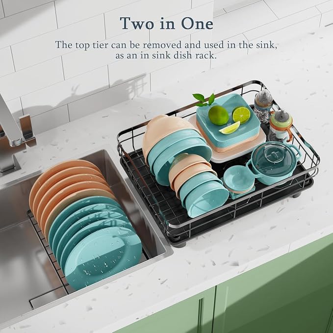 Dish Drying Rack, Large 2 Tier Stainless Steel Dish Rack - Image 5