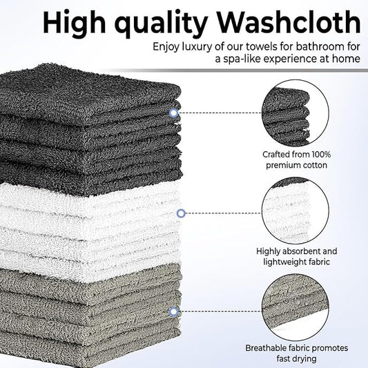 100% Cotton Washcloth Set – Soft, Absorbent Face Towels - Image 2